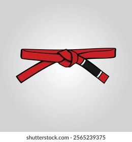 Brazilian jiu-jitsu martial arts red belt, vector design