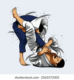 Brazilian Jiujitsu (Jiu-jitsu) technique. Vector illustration design