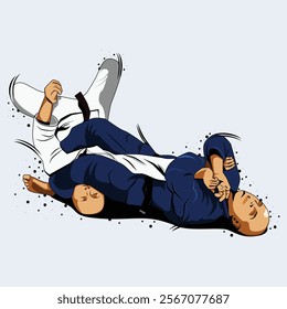 Brazilian Jiujitsu (Jiu-jitsu) technique. Vector illustration design