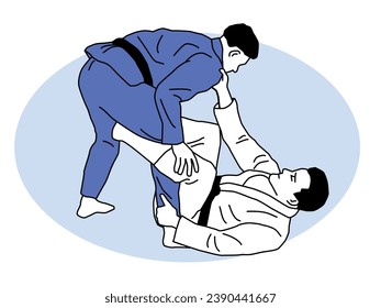 Dibujo vectorial de la jiu-jitsu brasileño De La Riva