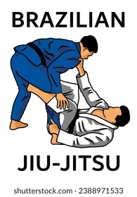 Brazilian jiu-jitsu vector illustration of a person playing De La Riva guard