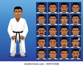 Brazilian Judo Cartoon Emotion Faces Vector Illustration