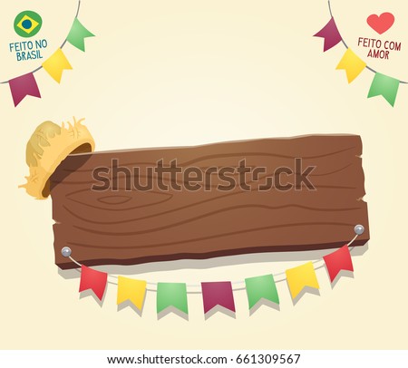 brazilian june party cool blank wooden stock vector royalty free