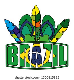 brazilian label with flag and flip flops