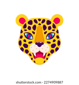 Brazilian leopard mask, carnival de Barranquilla, Colombia national holiday object. Vector cartoon panthera head, latin america souvenir