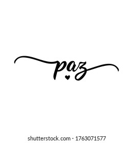 Brazilian Lettering. Translation from Portuguese - Peace. Modern vector brush calligraphy. Ink illustration. Paz