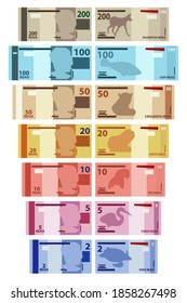 Brazilian Main Real banknotes colored