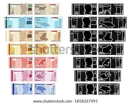 Brazilian Main Real banknotes without outline