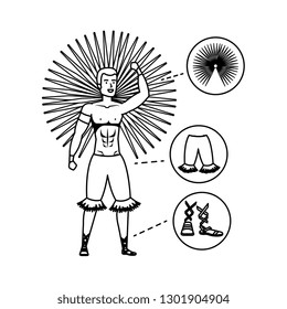 brazilian male dancer with accessories infographic