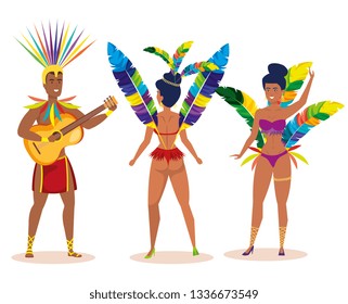 brazilian male dancer playing guitar with garotas