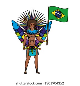 brazilian male dancer waving flag