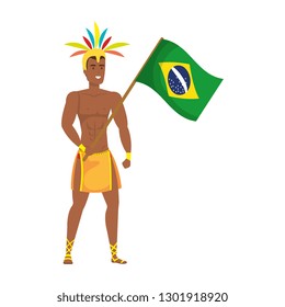 brazilian male dancer waving flag