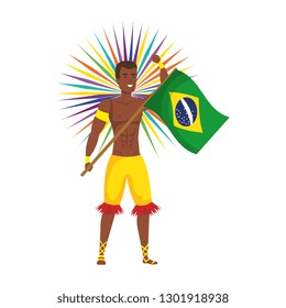 brazilian male dancer waving flag