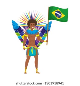 brazilian male dancer waving flag