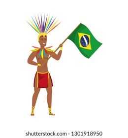 brazilian male dancer waving flag