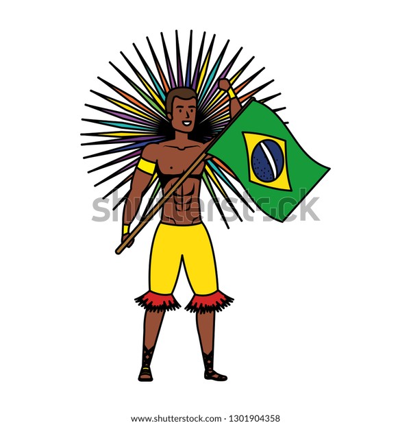 Brazilian Male Dancer Waving Flag Stock Vector Royalty Free Shutterstock