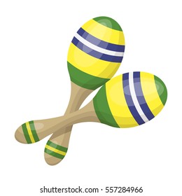 Brazilian maracas icon in cartoon style isolated on white background. Brazil country symbol stock vector illustration.