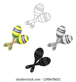 Brazilian maracas icon in cartoon,black style isolated on white background. Brazil country symbol stock vector illustration.