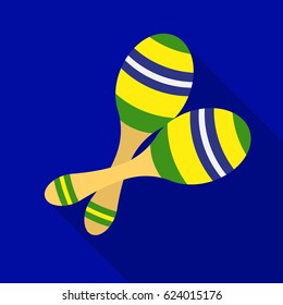 Brazilian maracas icon in flate style isolated on white background. Brazil country symbol stock vector illustration.