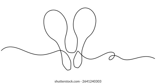 Brazilian maracas one line drawing, musical instrument. Continuous illustration. Vector outline sketch, One continuous line of maracas. Simple element illustration. Line art vector illustration