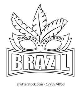 brazilian mask with feathers icon vector illustration design