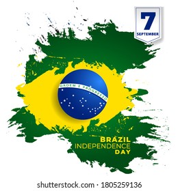 Brazilian national holiday Independence Day of Brazil is celebrated on 7 September. graphic design in symbolic colors business cards, invitations, gift cards, flyers and brochures, vector illustration