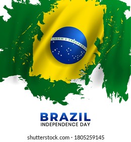 Brazilian national holiday Independence Day of Brazil is celebrated on 7 September. graphic design in symbolic colors business cards, invitations, gift cards, flyers and brochures, vector illustration