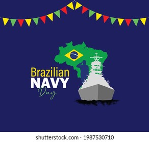 Brazilian Navy Day. June 11. Brazil national celebration. Template for background, banner, card, poster. Vector illustration.