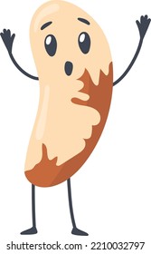 Brazilian nut with amazed face expression. Cartoon character isolated on white background