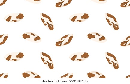 Brazilian nuts seamless pattern. Nuts and seeds background design. Vegan food ingredients. Vector illustration