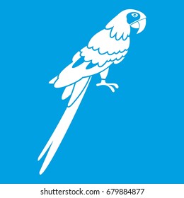 Brazilian parrot icon white isolated on blue background vector illustration