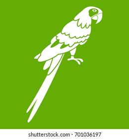 Brazilian parrot icon white isolated on green background. Vector illustration