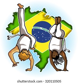 Brazilian People Playing Capoeira Martial Arts in Brazil