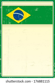 A brazilian poster with a flag of brazil and a large copy space for your message.