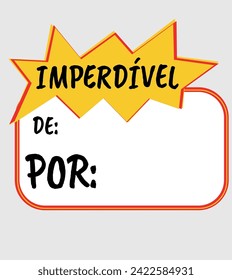 Brazilian Price Tag Offer Imperdivel Translated Unmissable Vector for Sales