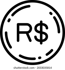 Brazilian real coin icon vector illustration