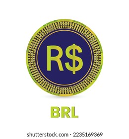 Brazilian Real currency logo and symbol vector. Golden BRL or Brazilian real coin. svg