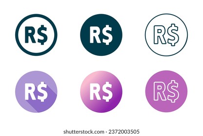 Brazilian Real Currency Symbol Icon Set svg