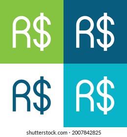 Brazilian Real Flat four color minimal icon set