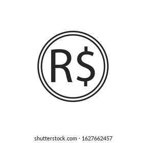Brazilian real icon. Vector illustration, flat design