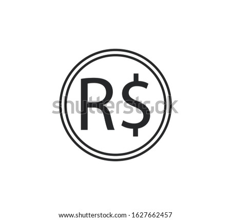 Brazilian real icon. Vector illustration, flat design