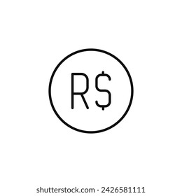Brazilian real line icon isolated on white background