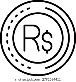 Brazilian Real Line Icon Vector Design