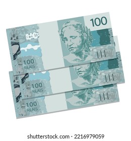 brazilian real money paper minimal vector graphic design.