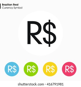 Brazilian Real sign icon.Money symbol. Vector illustration.
