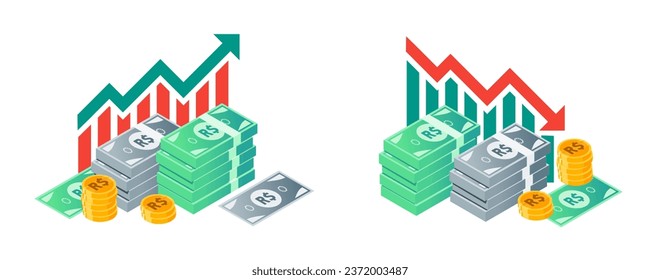 Incremento del valor real brasileño e ilustraciones en declive