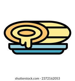 Brazilian roll icon outline vector. Meat bowl. Dish baked color flat