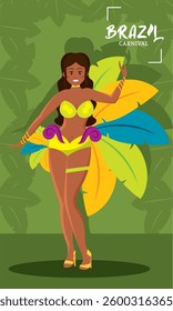 Brazilian samba dancer performing at carnival celebration Vector