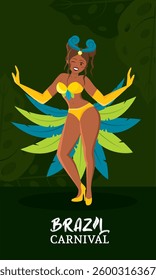 Brazilian samba dancer performing at carnival celebration Vector
