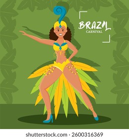 Brazilian samba dancer performing at carnival celebration Vector